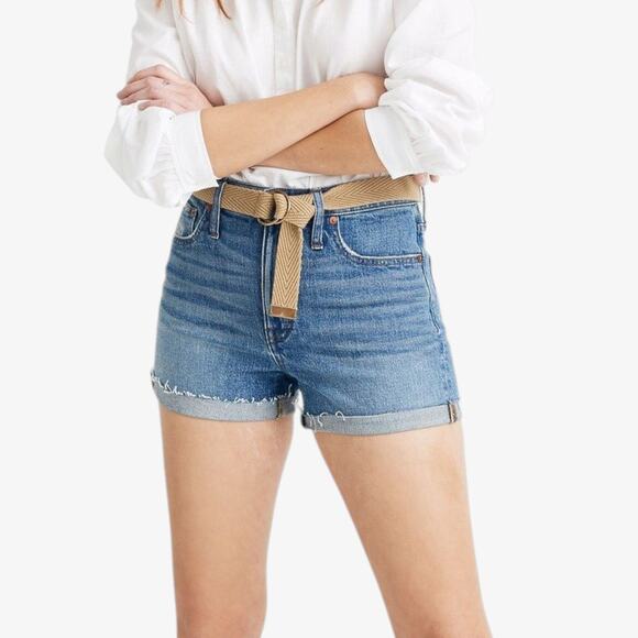 Madewell Pants - Madewell Women's Denim Shorts Slim Boyjean Size 28 Slim Fit Mid Rise Raw Hem